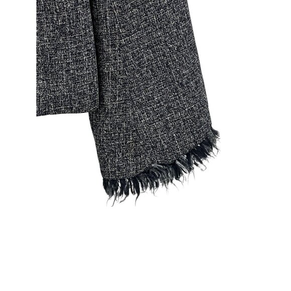 Vintage SEV Women's Wool Blend Cropped Jacket Fringe Trim Open Front Neutral - Picture 11 of 14